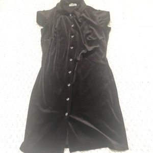 Retro, 90s velvet/polyester button down dress